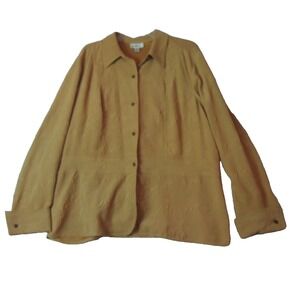 Coldwater Creek Jacket Women's 1X Tan Textured Button Front Shirt